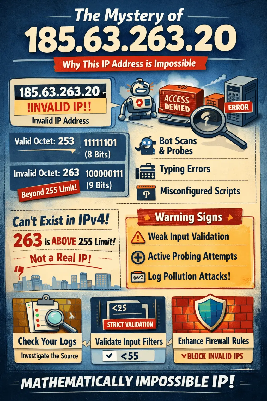 Why 185.63.263.20 is not a valid IPv4 address octet limit explained